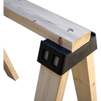 Powertec 71026V Plastic Sawhorse Brackets For Use With 2X4 Lumber | Kit Builds One Saw Horse, Set Of 2, Black