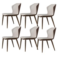 Wlzwz Modern Kitchen Dining Room Chairs Dining Chairs Set Of 6 Modern Microfiber Leather High Back Soft Seat Living Room Chairs Side Chair With Faux Antique Copper Feet (Color : Grey)