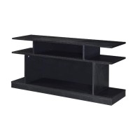 Benjara Sofa Table With 2 Open Compartments And Extended Sides, Black