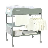 Baby Portable Changing Table, Foldable Baby Changing Station Adjustable Baby Changing Table Of Tall, Diaper Changing Table Topper, Large Storage Cholena Changing Station For Nursery, Green