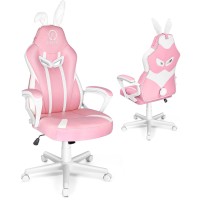 Joyfly Pink Video Gaming Chair For Kids, Gamer, Girls, Teens Adults Computer Chair Silla Ergonomic Chairink-White
