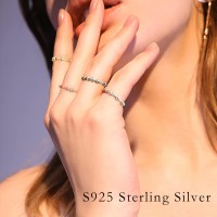 Ursilver S925 Sterling Silver Anxiety Ring For Women Girls, Sterling Silver Fidget Rings For Anxiety Gold Plated Anxiety Ring With Beads Spinner Rings Stress Fidget Relief Ring For Women Girls