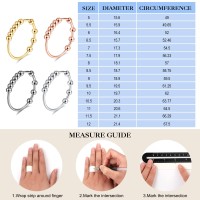 Ursilver S925 Sterling Silver Anxiety Ring For Women Girls, Sterling Silver Fidget Rings For Anxiety Gold Plated Anxiety Ring With Beads Spinner Rings Stress Fidget Relief Ring For Women Girls