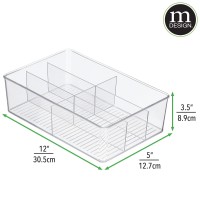 Mdesign Plastic Kitchen Cabinet Storage Organizer Bin Box, 6 Divided Sections For Pantry Shelves, Countertops, Island, Or Cupboard, Holds Snacks, Tea, Spices, Sauces, Ligne Collection, 4 Pack, Clear