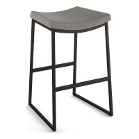 Amisco David Counter And Bar Stool (Silver Grey Polyester Black Metal, Counter Height)