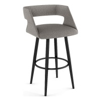 Amisco Marvin 26 In Swivel Counter Stool - Silver Grey Polyesterblack Metal