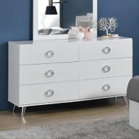 Acme Perse 6-Drawer Wooden Dresser In White