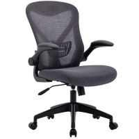 Diandian Office Chairs Ergonomic Swivel Mesh Desk Chair Flip Up Arms With Lumbar Support Computer Chair Adjustable Height Task Chairs Home Desk Chair (Color : Black Without Headrest)