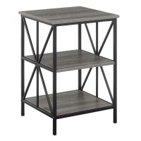 Convenience Concepts Tuscon Starburst End Table With Shelves Weathered Grayblack
