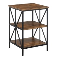 Convenience Concepts Tuscon Starburst End Table With Shelves Barnwoodblack