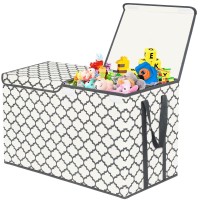 Toy Box For Boys,Girls,Kids - Large Toy Chest Organizers And Storage Boxes With Double Flip-Top Lid, Collapsible Container Bins For Playroom, Nursery, Closet, Living Room, 24.5X13X16 (Beige)