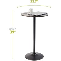Pearington Round Bar Faux Marble Top And Black Base, 1-Pack Pub Table