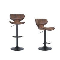 Bar Stools Set Of 2 Height Adjustable Swivel Bar Stool With Back Modern Bar Stools For Indoor Outdoor Counter, Kitchen Island, Bistro, Pub, Bar(Retro Brown)