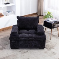 Garhelper Modern Accent Arm Chair,Button Tufted Wingback Chair Living Room Ottoman Oversized Chair,Deep-Seated Fabric Single Sofa Club Chair Reading Chair With Square Arm For Apartment Living Room