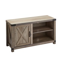 Rockpoint Single Barn Door Storage Console Stand For Tvs Up To 55 Inches, 44Inch, Grey Wash
