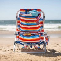 Tommy Bahama Backpack Beach Chair-New 2022 Designs-5-Position Classic Lay Flat-Insulated Cooler Towel Bar-Storage Pouch , Aluminum, (Tropical Sunset)