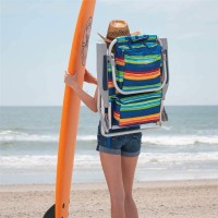 Tommy Bahama Backpack Beach Chair-New 2022 Designs-5-Position Classic Lay Flat-Insulated Cooler Towel Bar-Storage Pouch , Aluminum, (Tropical Sunset)