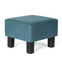 Joveco Square Ottoman Fabric Foot Rest Stool Small Footstool (Square Suede Blue)