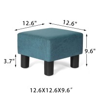 Joveco Square Ottoman Fabric Foot Rest Stool Small Footstool (Square Suede Blue)