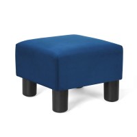 Joveco Square Ottoman Fabric Foot Rest Stool Small Footstool (Square Dark Blue)
