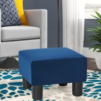 Joveco Square Ottoman Fabric Foot Rest Stool Small Footstool (Square Dark Blue)