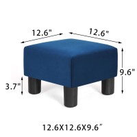 Joveco Square Ottoman Fabric Foot Rest Stool Small Footstool (Square Dark Blue)