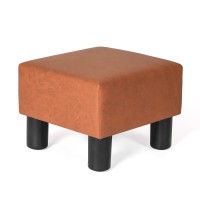 Joveco Small Footstool Ottoman Fabric Footrest Modern Square Foot Stool For Couch Desk Office Living Room Bedroom (Orange)