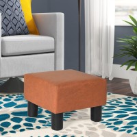 Joveco Small Footstool Ottoman Fabric Footrest Modern Square Foot Stool For Couch Desk Office Living Room Bedroom (Orange)