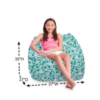 Posh Creations Structured Comfy Bean Bag Chair For Gaming, Reading, And Watching Tv, Coronado Chair, Canvas - Roses Mint