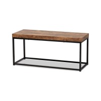 Baxton Studio Bardot Modern Brown Finished Wood And Black Metal Accent Bench