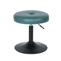 Homebeez Adjustable Faux Leather Round Ottoman, 360? Swivel Freely Vanity Stool Makeup Stool Vanity Chair (Faux Leather-Blue)