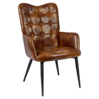 Duhome Faux Leather Accent Chair, Modern Tufted Button Back Accent Chair With Arms, Upholstered Tall Back Side Chair Reception Chair For Living Room Bedroom,Yellowishbrown