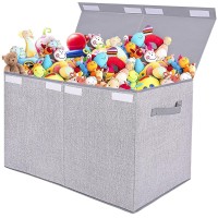 Large Toy Box Chest Storage Organizer With Lid,Collapsible Kids Toys Boxes Basket Bins With Sturdy Handles For Boys And Girls, Nursery, Playroom 25X13 X16 (Light Grey)