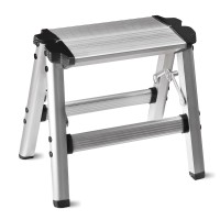 Folding One Step Stool - Small Aluminum 1 Step Ladder 330Lbs Capacity With Non-Slip Feet, Lightweight Sturdy Metal Step Stool By Cheago, Portable Solid Handy Stool For Kitchen, Home, Rv, Garage