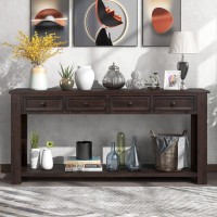 Merax Wood Sofa Table Console Table,Entryway Table With 4 Storage Drawers And Bottom Shelf For Living Room,Hallway,Dining Room,Espresso