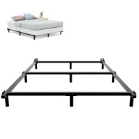 7 Inch Full Size Metal Bed Frame For Box Spring And Mattress, 9-Leg Support Box Spring Base, Easy Assembly Tool-Free Heavy Duty Bedframe Black