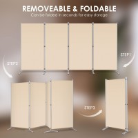 Rantila 4 Panel Room Divider, 6 Ft Tall Folding Privacy Screen Room Dividers, Freestanding Room Partition Wall Dividers, 136''W X 20''D X 71''H, Beige