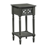 Convenience Concepts French Country Khloe Deluxe 1-Drawer Accent Table With Shelf Wirebrush Dark Gray