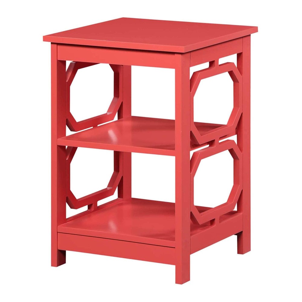Convenience Concepts Omega End Table With Shelves Coral