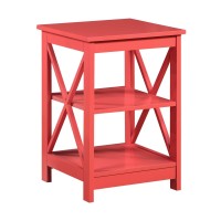 Convenience Concepts Oxford End Table With Shelves Red