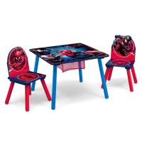 Delta Children Marvel Spider-Man Kids Table Set With Storage (2 Chairs Included) Greenguard Gold Certified, Blue/Red