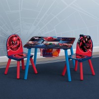 Delta Children Marvel Spider-Man Kids Table Set With Storage (2 Chairs Included) Greenguard Gold Certified, Blue/Red