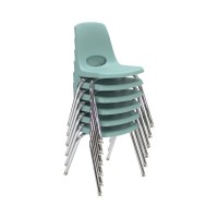 Factory Direct Partners 10368-Sf 16 School Stack Chair, Stacking Student Seat With Chromed Steel Legs And Nylon Swivel Glides For In-Home Learning Or Classroom - Seafoam (6-Pack)