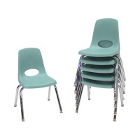 Factory Direct Partners 10364-Sf 14 School Stack Chair, Stacking Student Seat With Chromed Steel Legs & Nylon Swivel Glides For In-Home Learning Or Classroom - Seafpa, (6-Pack)
