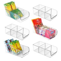 Gestone Pantry Organization And Storage, Set Of 6 Plastic Food Organizer Bins For Snacks, Pouches, Packets, Stackable Organizers For Fridge, Kitchen, Cabinets, Table, Bedroom, Light Snack Storage