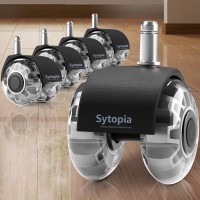 Sytopia Universal Office Chair Wheels - Set Of 5, 2 Inch Rubber Replacement Casters For All Hardwood And Carpet Floors - Replaces Office Chair Mat, Computer Desk Chair Rollers - Grey