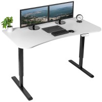 Vivo Electric Height Adjustable 63 X 32 Inch Memory Stand Up Desk, White Table Top, Black Frame, Touch Screen Preset Controller, 2E Series, Desk-Kit-2Ebw