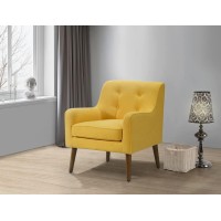 Lilola Home Ryder Mid Century Modern Yellow Woven Fabric Tufted Armchair