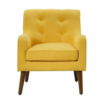 Lilola Home Ryder Mid Century Modern Yellow Woven Fabric Tufted Armchair