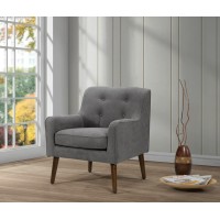 Lilola Home Ryder Mid Century Modern Gray Woven Fabric Tufted Armchair